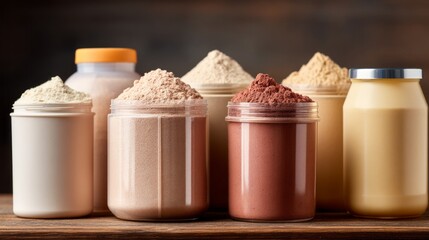 A stunning collection of vibrant powders in transparent jars creates an artistic arrangement. Each jar showcases unique shades, capturing the essence of natural ingredients