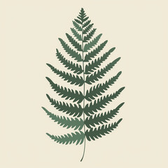 Minimalist vector illustration of a fern leaf on a soft beige background, elegant botanical element for modern design and decor