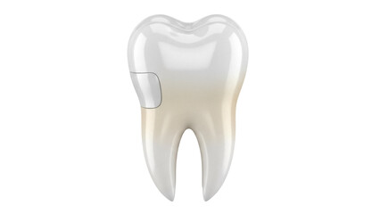 Tooth with filling isolated PNG on transparent background, dental care and oral hygiene concept for medical and educational use