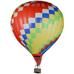 Fototapeta premium Hot air balloon floating in the sky with colorful fabric envelope