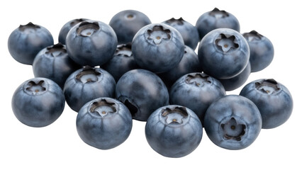 Pile of fresh blueberries PNG isolated on transparent background, antioxidant-rich fruit for healthy eating and culinary use
