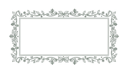 A decorative empty frame with a Christmas theme, featuring an ornate floral design on a white background, perfect for holiday greeting cards or festive invitations with a vintage feel.