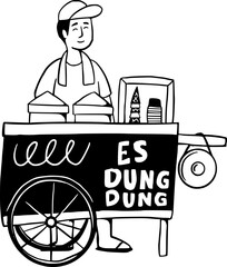 Man Selling Ice Cream Dung Dung, Southeast Asian Traditional Activity