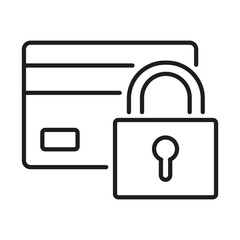 bank card lock web line icon