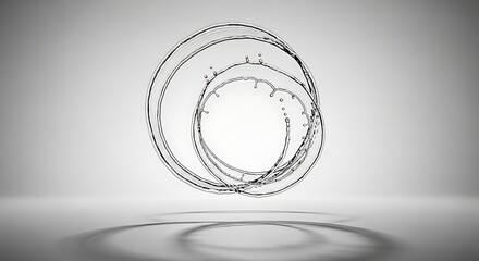 Abstract liquid sculpture with concentric rings and splashes