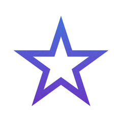 Obraz premium ​Abstract Grainy Gradient Star PNG. Single Five Pointed Star Icon with Retro Noise Texture. Trending Y2K Aesthetic Design Element for UI/Web Graphic