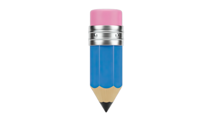 Blue Pencil with Pink Eraser on White Background