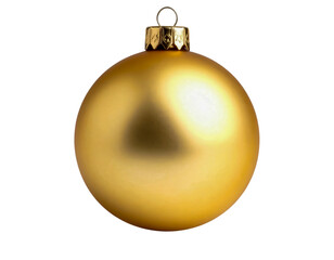 Shiny Gold Christmas Bauble Ornament on Transparent Background