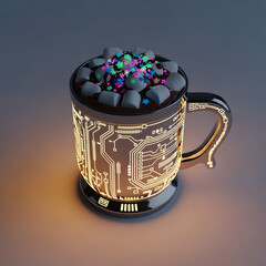 Circuit mug with colorful marshmallows