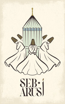 Mevlana Seb-i Arus &ndash; Whirling Dervish Mevlevi Culture Vector Art