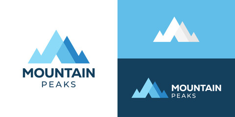Creative simple mountain peaks logo template. Modern mountain peak hill summit iceberg logo design vector illustration.