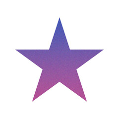 Obraz premium ​Abstract Grainy Gradient Star PNG. Single Five Pointed Star Icon with Retro Noise Texture. Trending Y2K Aesthetic Design Element for UI/Web Graphic 