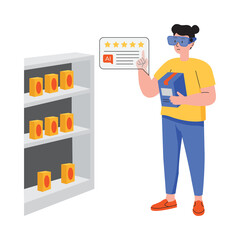 VR shopping PNG image on Transparent Background.