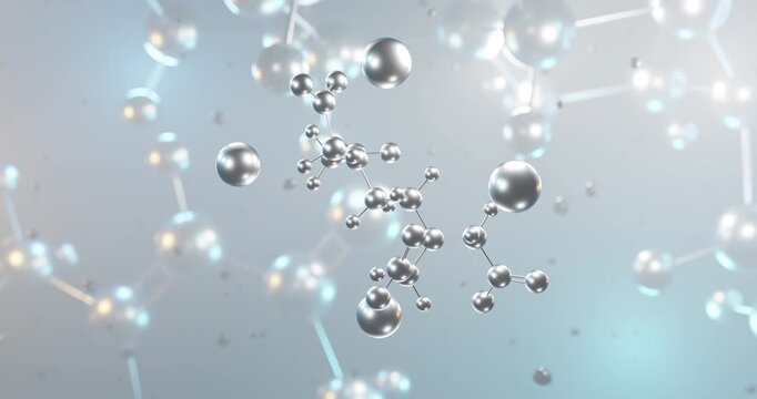 Tetrasodium EDTA rotating 3d molecule, molecular structure of e385 seamless video
