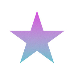 Obraz premium ​Abstract Grainy Gradient Star PNG. Single Five Pointed Star Icon with Retro Noise Texture. Trending Y2K Aesthetic Design Element for UI/Web Graphic 