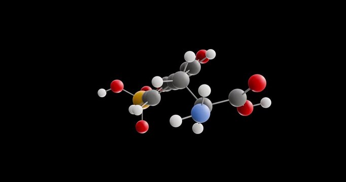 Foslevodopa molecule, rotating 3D model of antiparkinsonian agents, looped video on a black background
