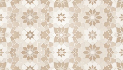 Elegant Islamic geometric pattern background in soft neutral colors, traditional Muslim art style, seamless design, clean and minimal look
