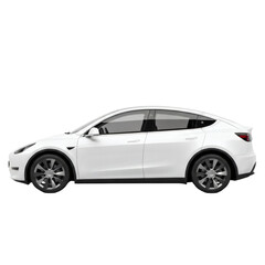 Naklejka premium White Electric Car Isolated on Transparent Background