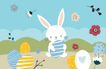 easter bunny with easter eggs