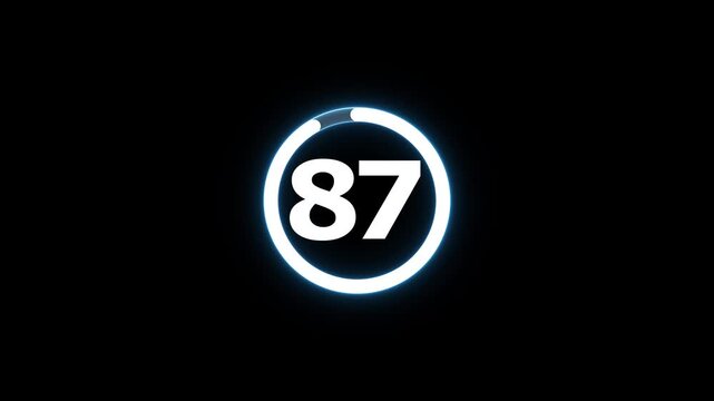 Circle countdown timer animation from 95 to 0 second animation on black background with alpha channel, 95 second countdown timer, special offers on promotional materials. Countdown video 4k video