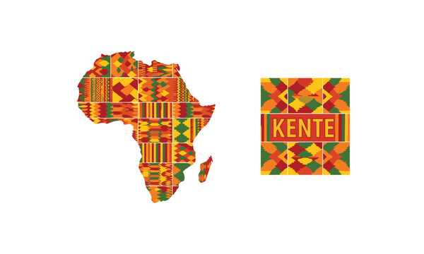 Black history month africa map with kente pattern vector design