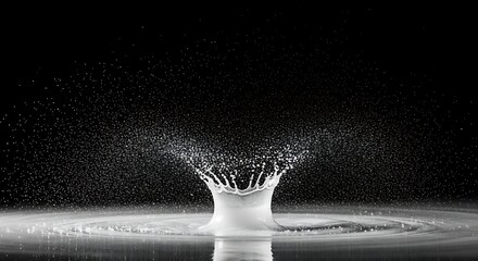 Dynamic water splash crown shape against black background