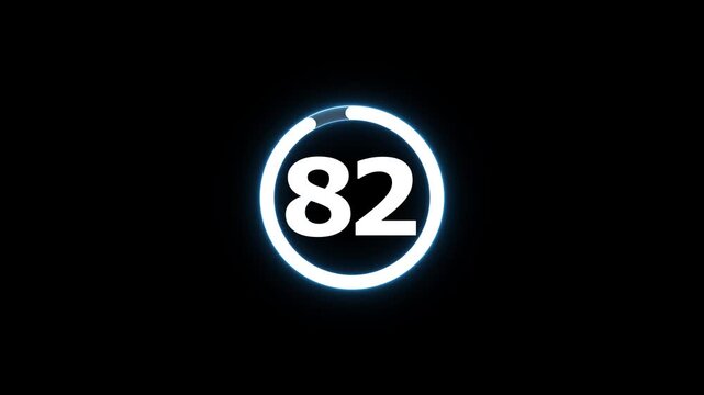 Circle countdown timer animation from 90 to 0 second animation on black background with alpha channel, 90 second countdown timer, special offers on promotional materials. Countdown video 4k video