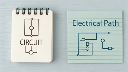 Electrical Circuit Diagram on Paper and Notebook