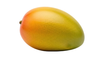 Isolated mango fruit featuring its smooth skin and gradient of green, orange, and yellow
