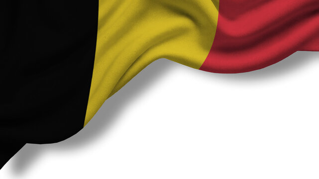 A Belgian flag shows black, yellow, and red colors in a curved display. This scene captures the spirit of a national celebration in Belgium. The vibrant colors represent the country.