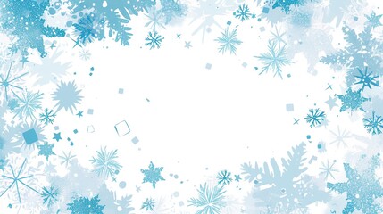 Obraz premium Fairy tale-style background with snowflakes light blue color vector illustration flat design white space center simple white backdrop high resolution quality detail sharpness focus definition
