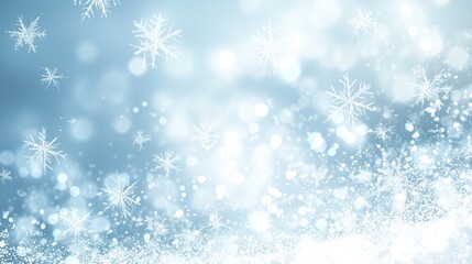 Naklejka premium Fairy tale-style background with snowflakes light blue color vector illustration flat design white space center simple white backdrop high resolution quality detail sharpness focus definition