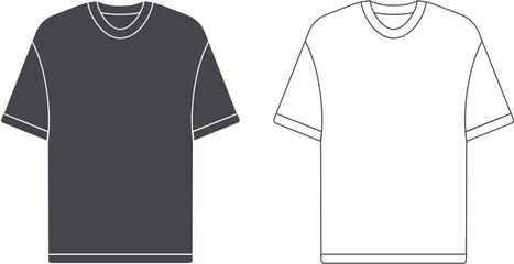 T-shirt, t-shirt icon, white and black men's t-shirt isolated on a white background. Vector cartoon illustration, poster, postcard. Vector