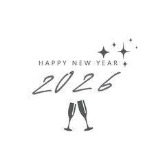 Congratulations on the new year 2026 with two glasses of toast.