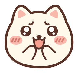 Nervous Worried White Cat Face Expression Sticker