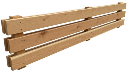 Isolated wooden fence section for design, construction, architecture applications, light tone
