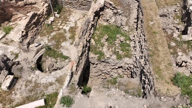 Aerial drone view of Historic Harran University ruins in Sanliurfa Turkey