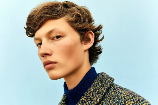 Thoughtful young man in stylish wool coat