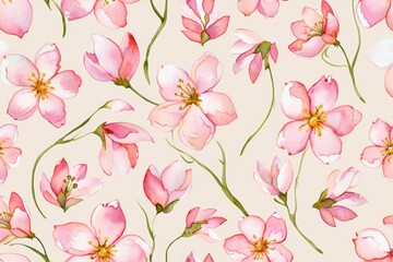 Watercolor Cherry Blossom Pattern