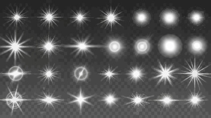 Bright sparkling stars on dark background