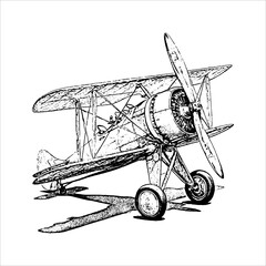 Vintage biplane aircraft illustration © JohnStock12