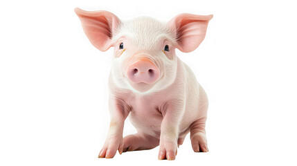 Cute Polar Bear Cub Sitting Isolated on White Background