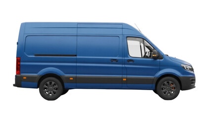 Isolated blue passenger cargo van stands ready for delivery, perfect for transport needs