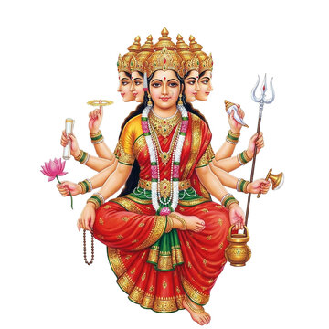 A sacred depiction of gayatri mata five faces