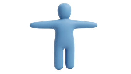 Isolated blue human figure with outstretched arms, symbol of balance and open attitude