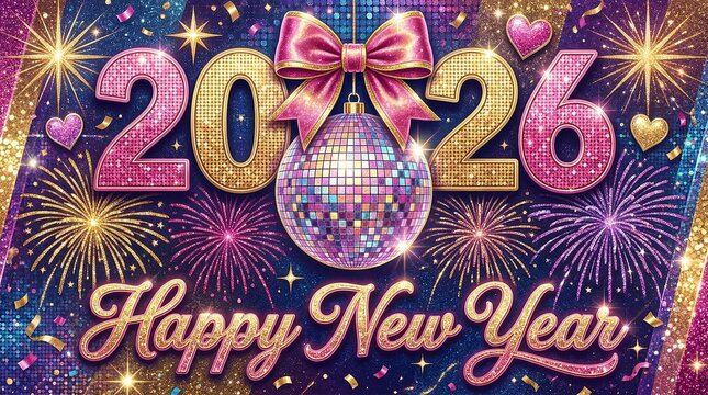 Luxury Happy New Year 2026 Fireworks Celebration Design