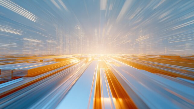 Dynamic Digital Highway: Futuristic Cityscape with Light Streaks and Neon Glow