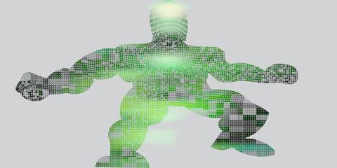 Electronic Circuits Men Silhouette. Electronic Technology Template. EPS10 Vector