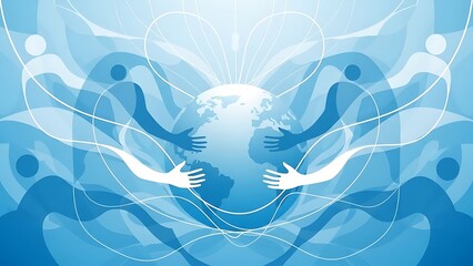 Abstract Human Figures Reaching Out Together.