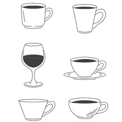 Modern Coffee Cup & Glassware Collection - Vector, SVG, PNG Format
Minimalist Cafe Icon Set: Mug, Teacup, Wine Glass - SVG, PNG, Vector
Contemporary Beverage Cup Illustration for Bar & Cafe - Vector